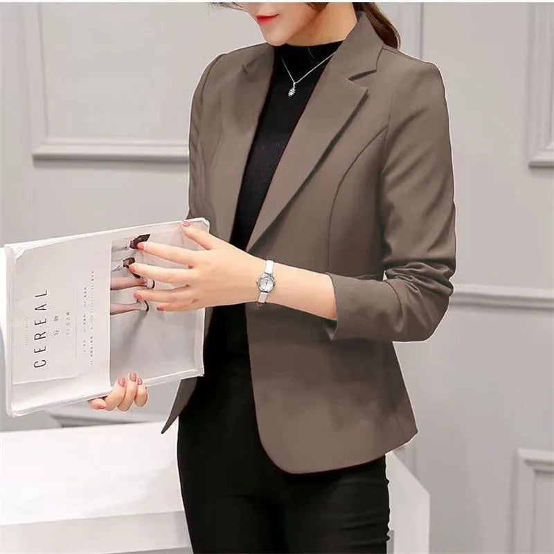 Women's Blazer 2025 Red Long Sleeve Blazers Pockets Jackets Coat Slim Office Lady Jacket Female Tops Suit Blazer Femme Jackets