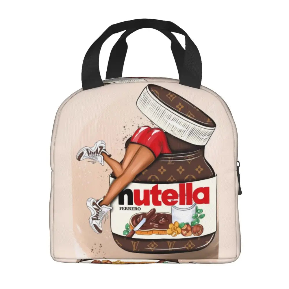 Custom Italy Nutellas Thermal Insulated Lunch Bag Women Portable Lunch Container for Outdoor Picnic Storage Food Box