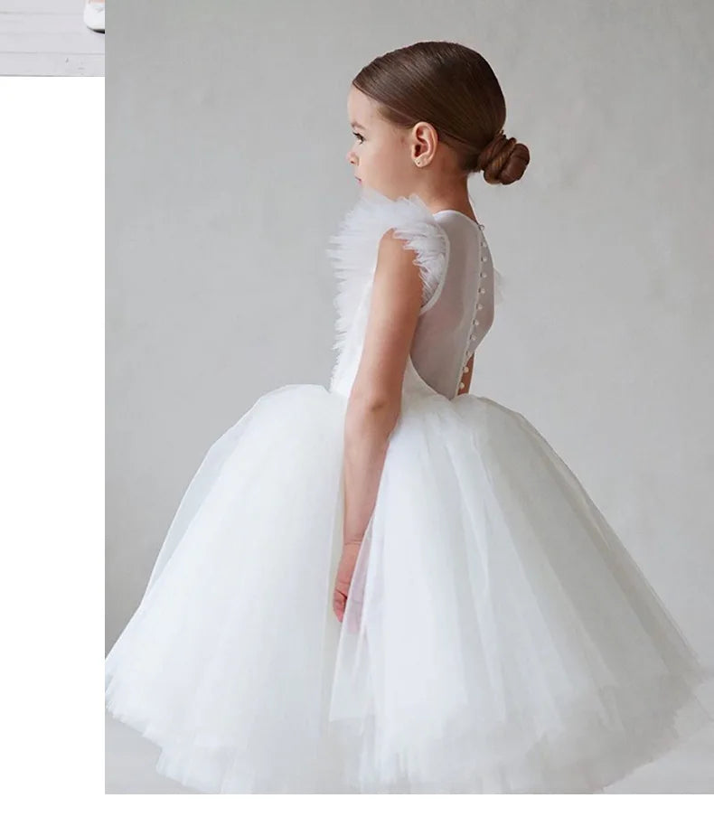 Teenage Girls Dress Children's Clothing Party Elegant Princess Long Tulle Baby Girls Kids Lace Wedding Ceremony Dresses