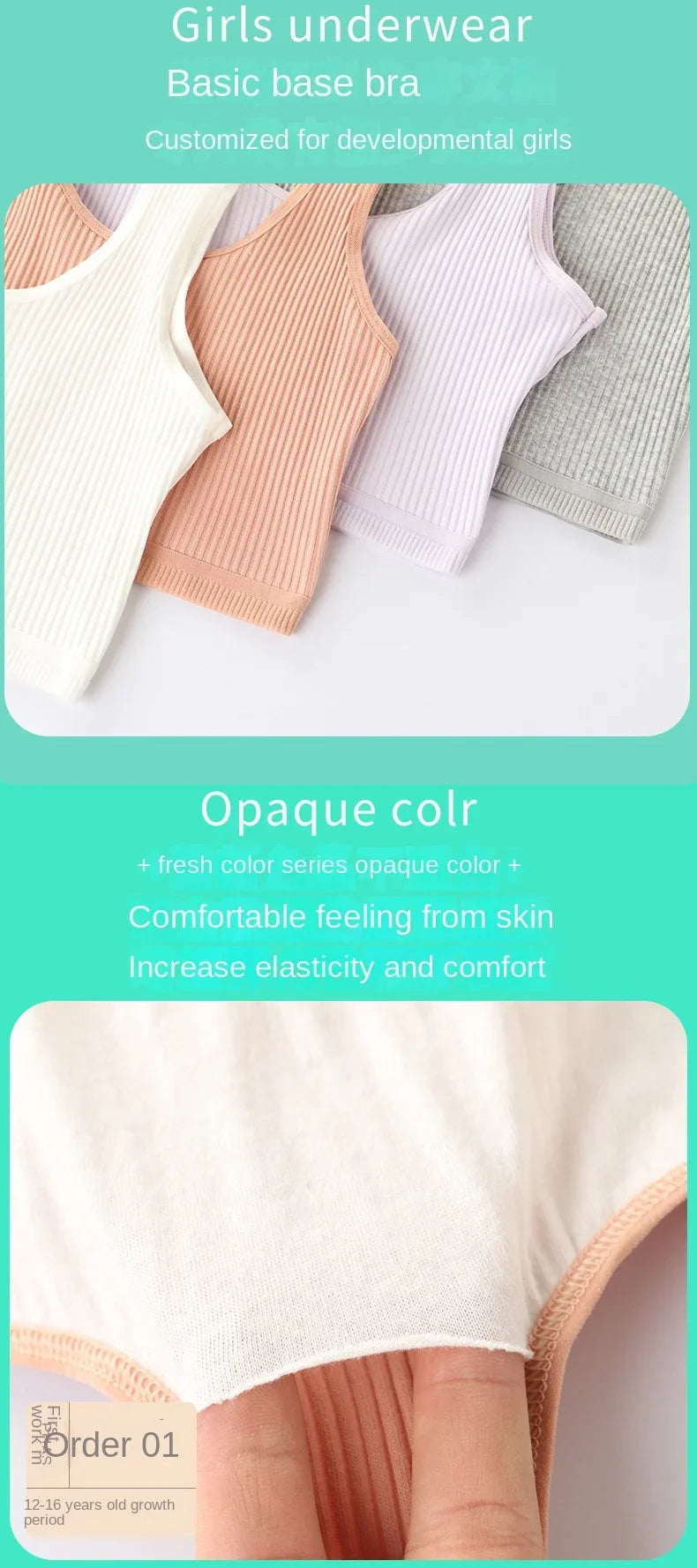 Girls Bra Crop Tops for Teens Underwear Breathable Kids Sports Training Bras Children Soft Cotton Teenager Clothing