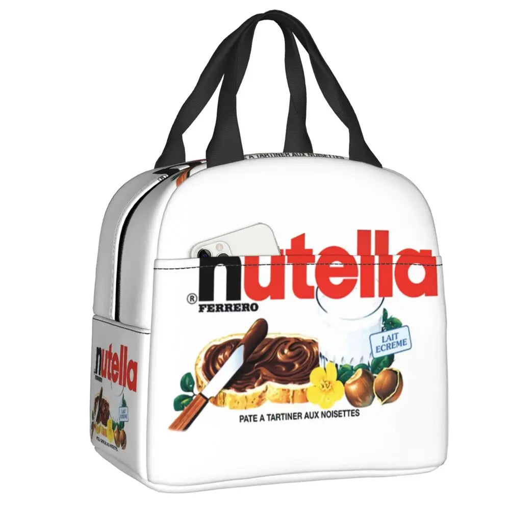 Custom Italy Nutellas Thermal Insulated Lunch Bag Women Portable Lunch Container for Outdoor Picnic Storage Food Box