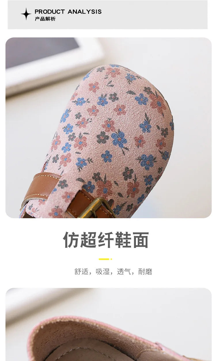 Zapatos De NiñaRetro Girl Shoe Autumn New Girl Leather Shoe Floral Princess Shoe Soft Sole Casual Kid Shoes Allmatch Women Shoes