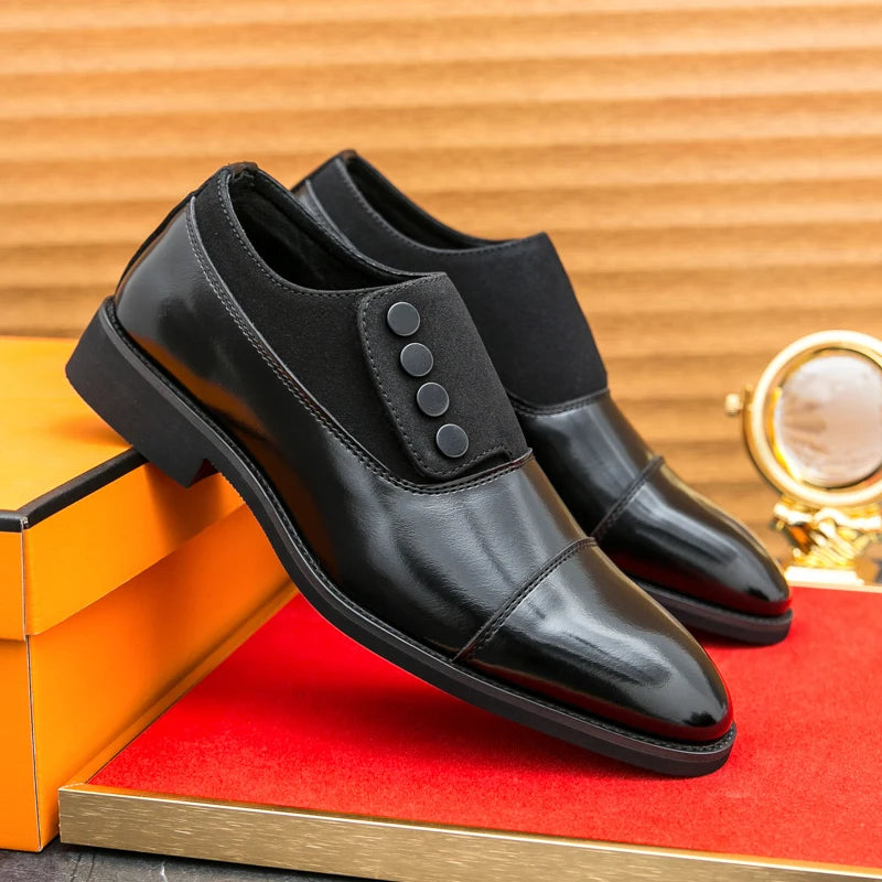High End Brand Men's Leather Casual Shoes Office Men's Business Shoes Luxurious Banquet Pointed Toe Shoes for Wedding Brown
