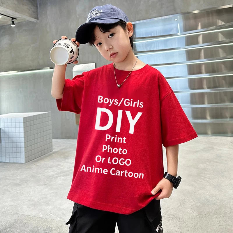 Customized T Shirts for Boys Girls 100% Cotton Tops Anime Cartoon Photos That Kids Like Birthday Gift Design LOGO Graphic Print