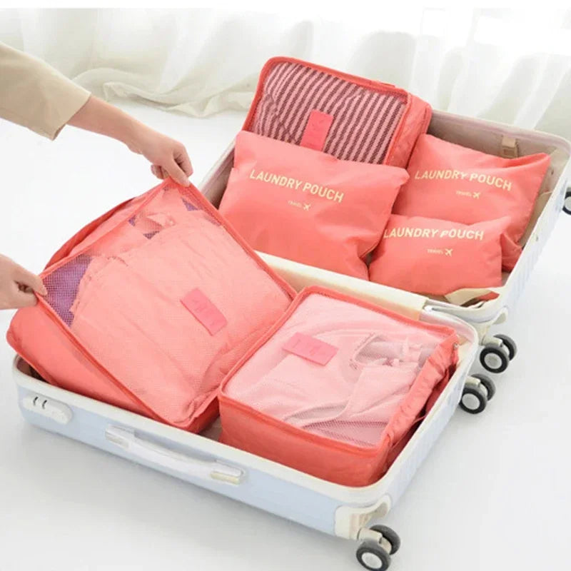 Travel 6-piece Storage Bag Set, Travel Luggage Sorting Bag, Clothing Packaging Bag, Breathable and Moisture-proof Storage Bag