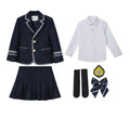 Child School Uniform Girls Korean Japanese Navy Jacket Pleated Skirt Boys Formal Dress Suits Kids Student Clothes Class Sets
