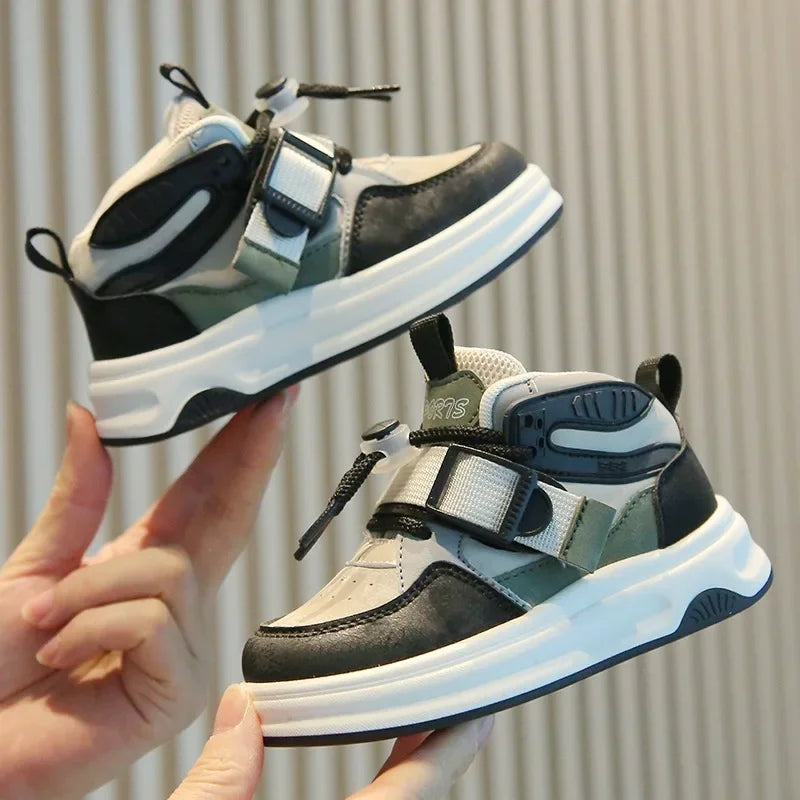 Kid Sneakers School High-top Causal Sports Shoes for Boy Non-slip Spring Autumn Children Fashion Girls Chunky Basketball Shoes