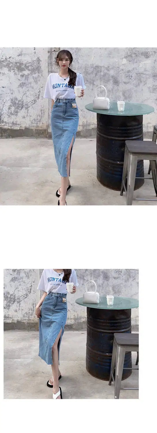 Womens Skirt Formal Clothing Maxi Skirts for Woman Jeans Denim Long Pencil Office Zipper Cheap Y2k Trend Harajuku A Line Stylish