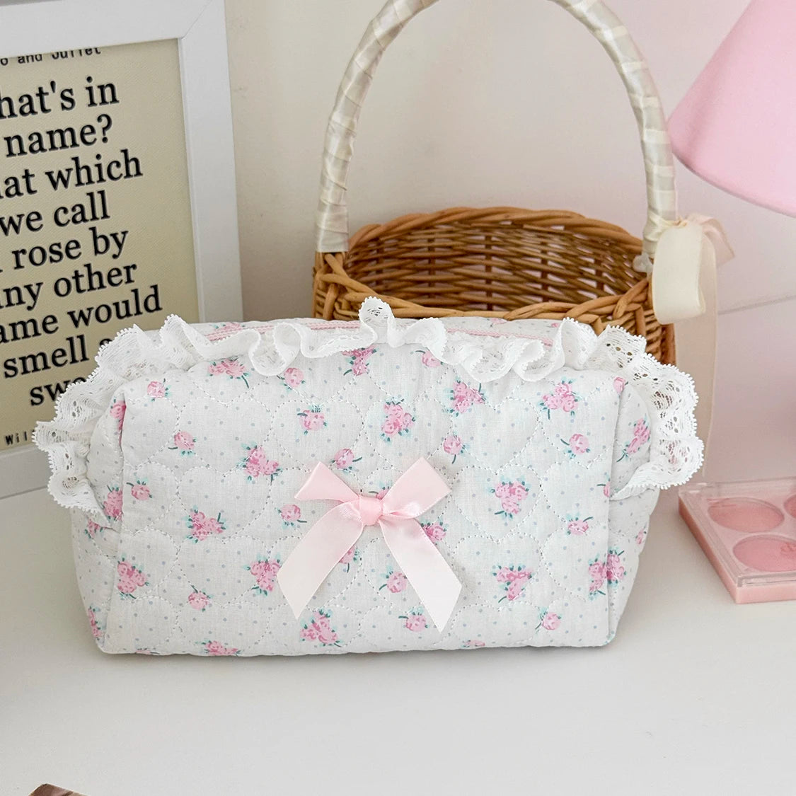 Wholesale Flower Women Lace Small Makeup Bag Travel Organizer Cosmetic Handbag Pouch Gilrs Cute Bow Square Zipper Wallet Bags