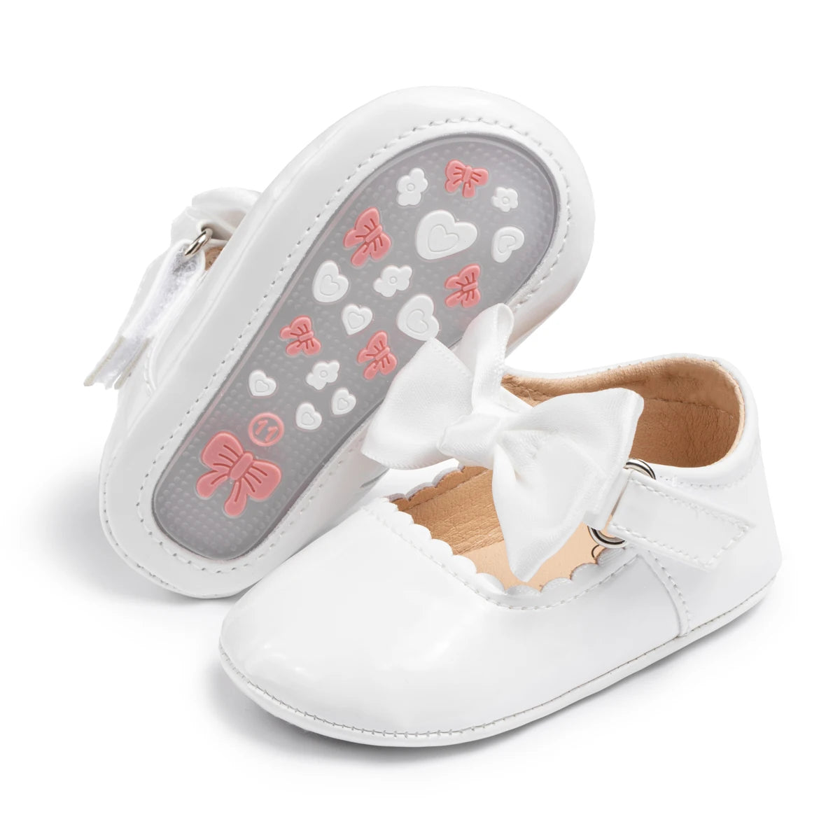 KIDSUN Newborn Baby Girl Shoes PU Leather Bowknot Dress Shoes Infants Rubber Non-Slip Toddler First Walker Baby Shoes Girls