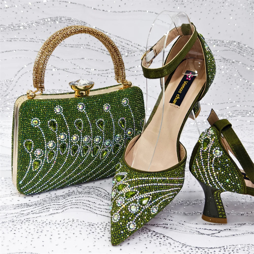 Venus Chan Stylish Women’s Commuter Tote Bag and Color-Blocked High Heel Shoe Set – Perfect for Nigerian Parties and Events