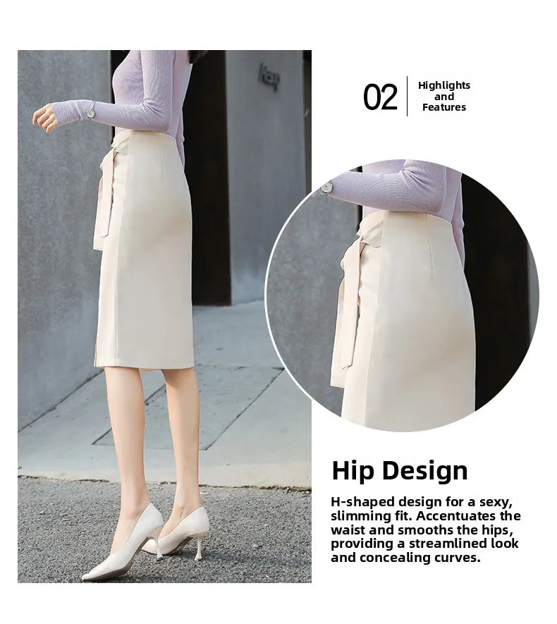 Design Sensation  Maturity Slimming Midi Skirt Women's Spring 2026 New Style High Waist Zipper Side Slit H-Shape Skirt