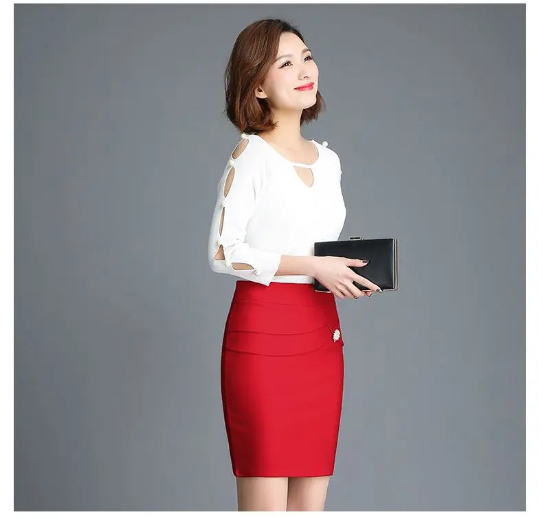 Office Lady Skinny Business Attire Red Hip-hugging Skirt Summer New Women Basic Versatile Fashion Casual Mini Office Wear Skirts