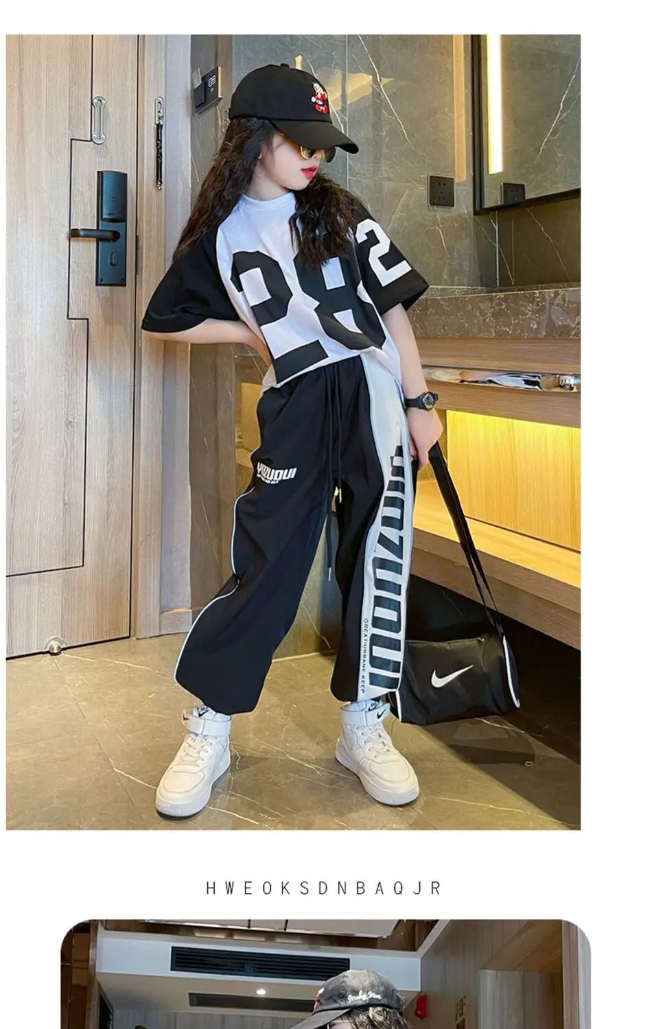 Girls Summer New Fashion Sports Cotton 2pcs T-shirts+Pants Suits 5-14 Years Teenage Girls Hiphop Oufits Tops Sets Kids Clothing