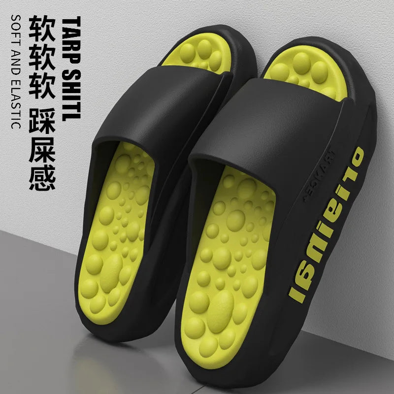 Men's Summer Massage Slippers Male Indoor Home EVA Soft Bottom Anti-skid Slippers One Line Slippers Men Women Casual Shoes