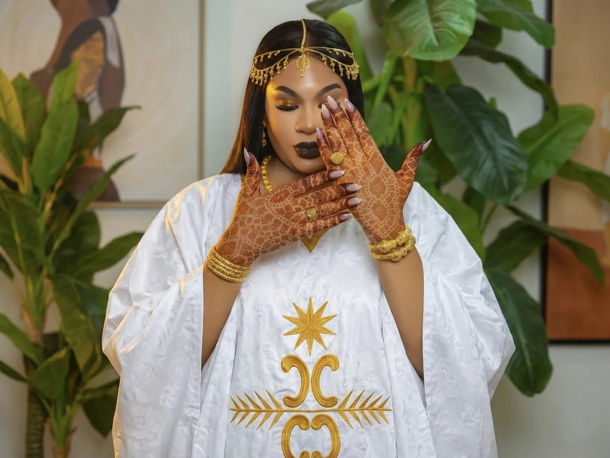 White And Gold African Women Bazin Riche Boubou Dress Original Nigeria Basin Rich Wedding Party Dashiki Gown Shining Robe