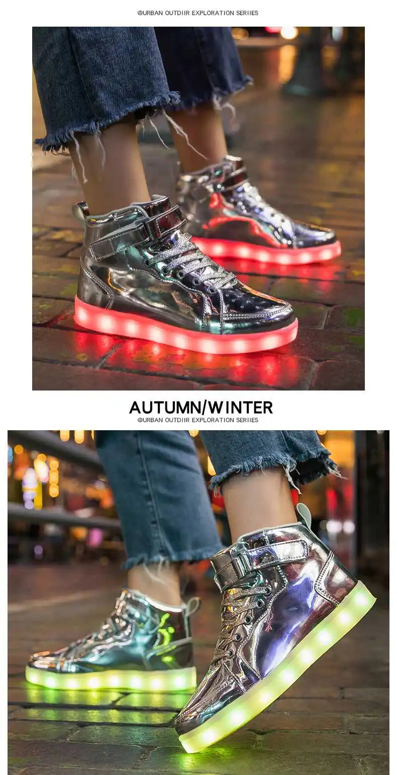 Kid Shoes Boy Girl Children Women Men Spring Summer Fashion Casual Sport Sneakers Led Light Up Dance Boots