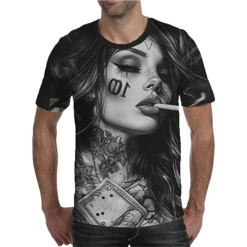 Fashion Nun Graphic T Shirts For Men Summer Trendy Hip Hop 3D Printed Streetwear T-shirts Cool Oversized Harajuku O Neck Tees