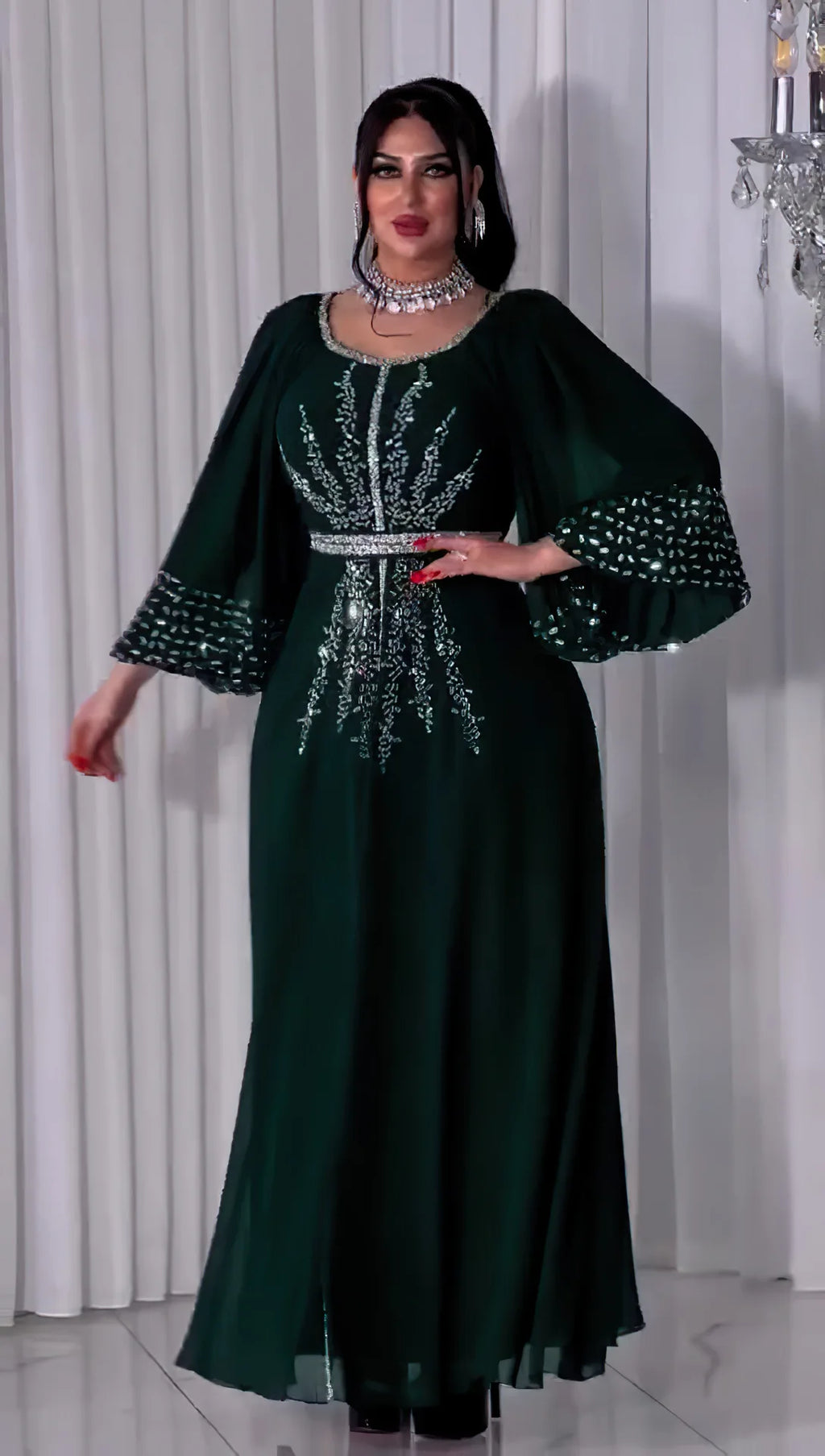 Summer African Dresses for Women Elegant African Half Sleeve O-neck Polyester Long Maxi Dress Gowns Kaftan Muslim Abaya Outfits