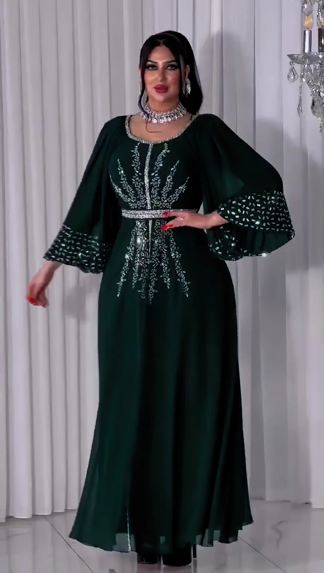 Summer African Dresses for Women Elegant African Half Sleeve O-neck Polyester Long Maxi Dress Gowns Kaftan Muslim Abaya Outfits