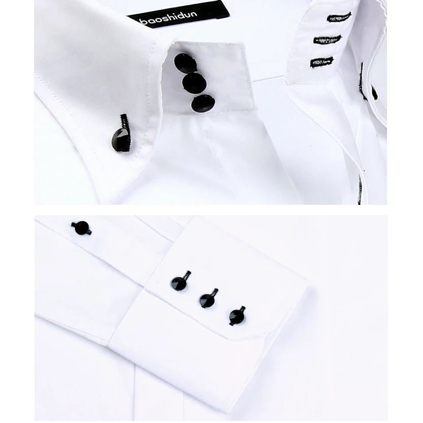 Men's Collared Shirt Long Sleeve Fashion Korean Button-down Casual Shirts Formal Business Dress Shirts Slim Fit Designer Shirts