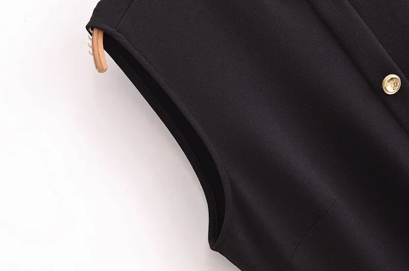 MUJER 2025 Women's Dress Summer Sleeveless Midi Dress Woman Red Black Office Long Dresses for Women Chic Belt Button Dress Women