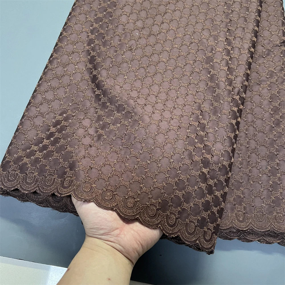 African Nigerian 2026 Tulle Lace Fabric Sewing for Dress High Quality Damask polish luxe Cotton Pure Embroidery 5Yard hz1410