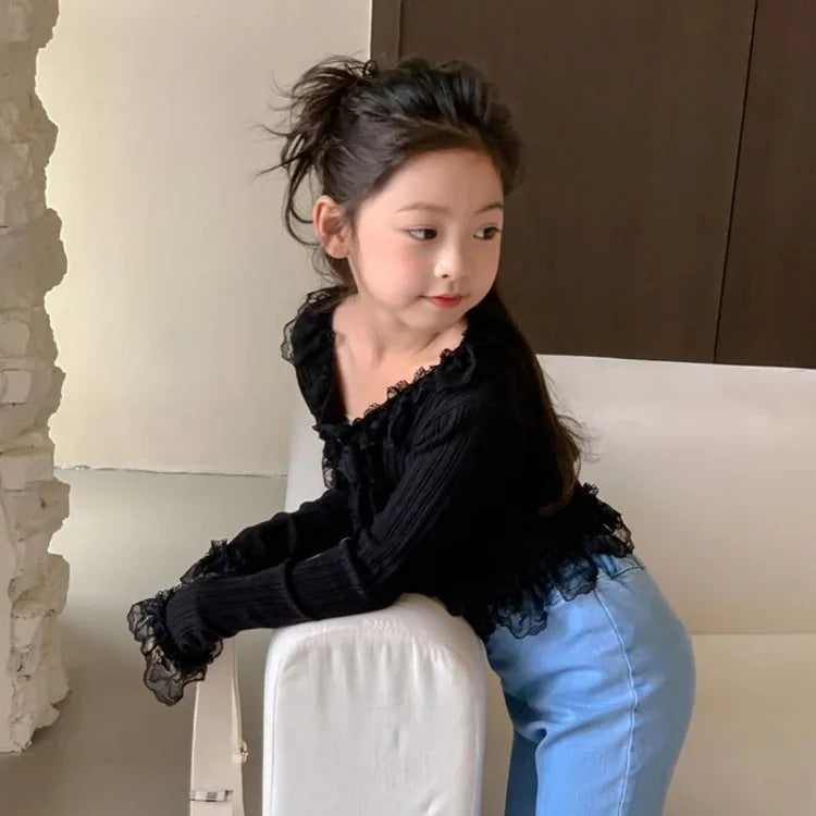 French Lace Tween Girl Clothes T Shirts for Girls 11 12 Years Elementary Student Children Top T-shirts 4 Clothing From 7 8 5 6 9