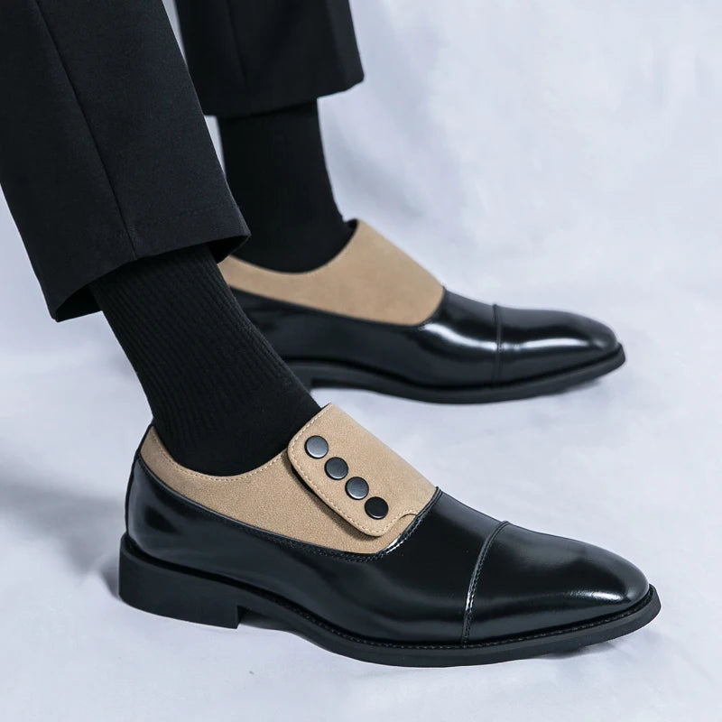 High End Brand Men's Leather Casual Shoes Office Men's Business Shoes Luxurious Banquet Pointed Toe Shoes for Wedding Brown