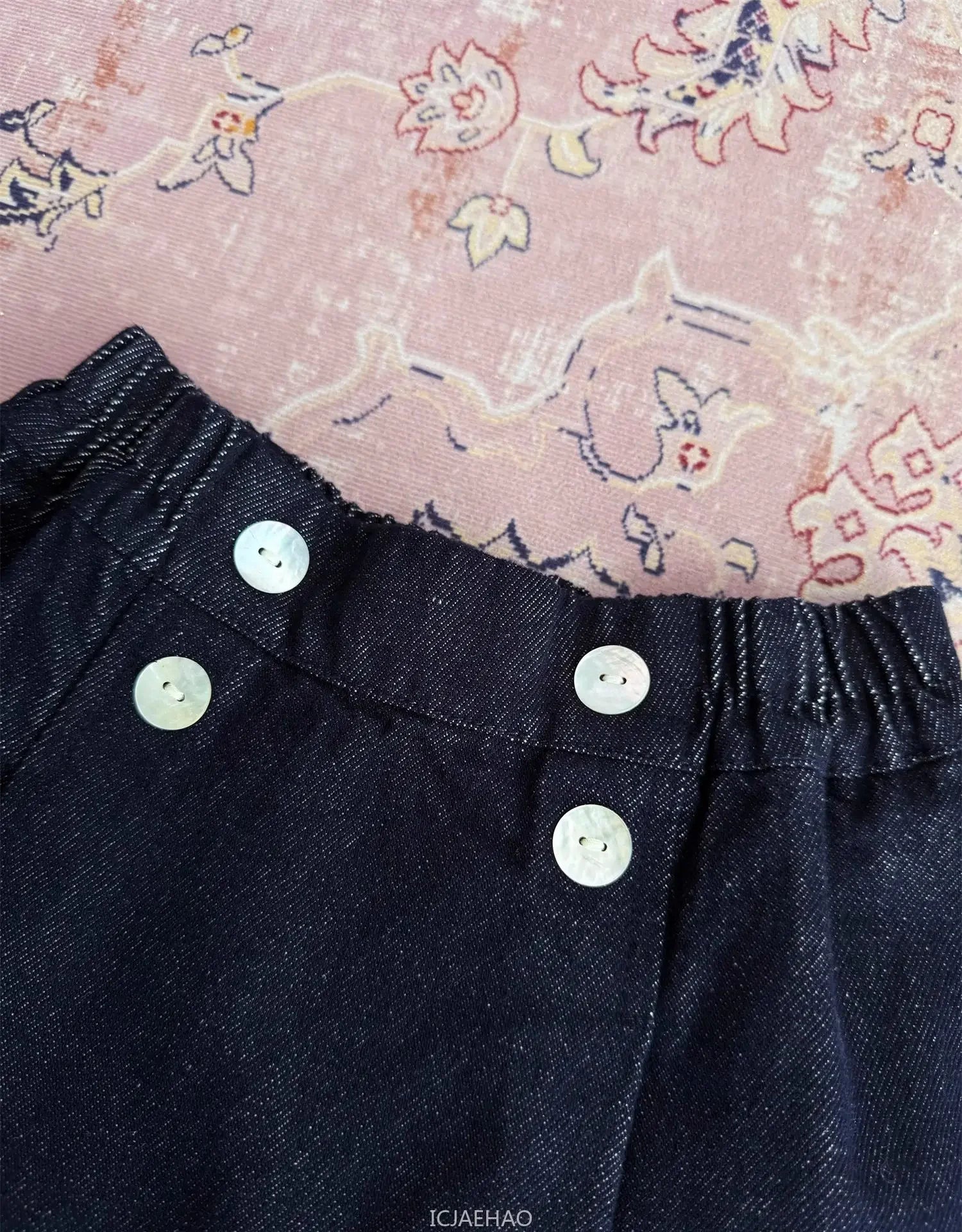 Teen Girl Clothes Waist Shell Button Denim Skirt and Top Kids Versatile Casual Outfits Children Costumes Vintage Girls Elastic