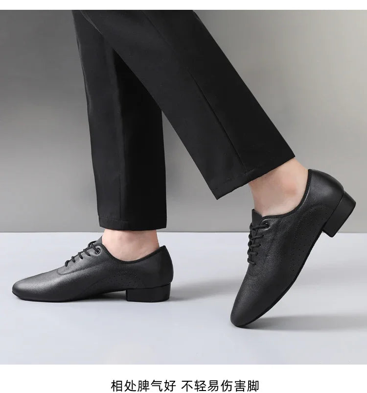 Men's white new leather Latin dance shoes Modern dance hall tango men's national standard dance shoes men's sports shoes