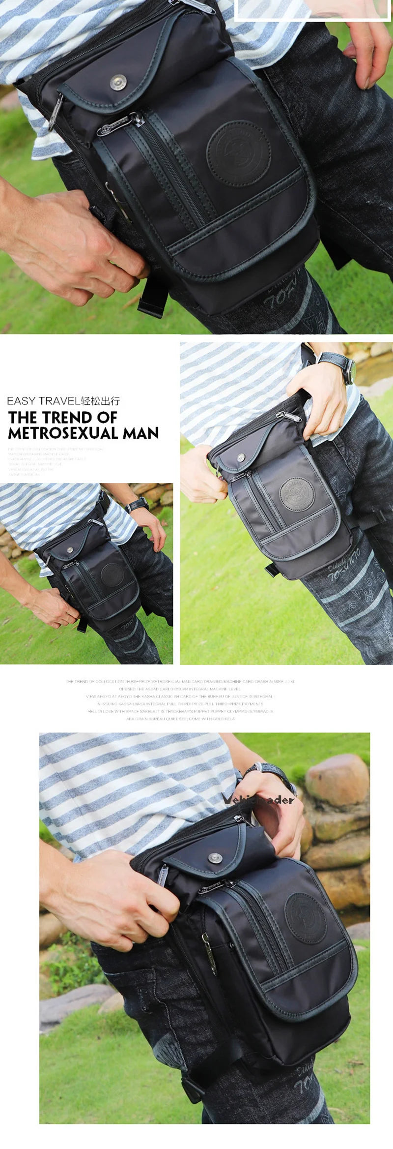 Men's Canvas Drop Leg Bag Motorcycle Multi-purpose Messenger Shoulder Bags High Quality Belt Hip Bum Waist Fanny Pack