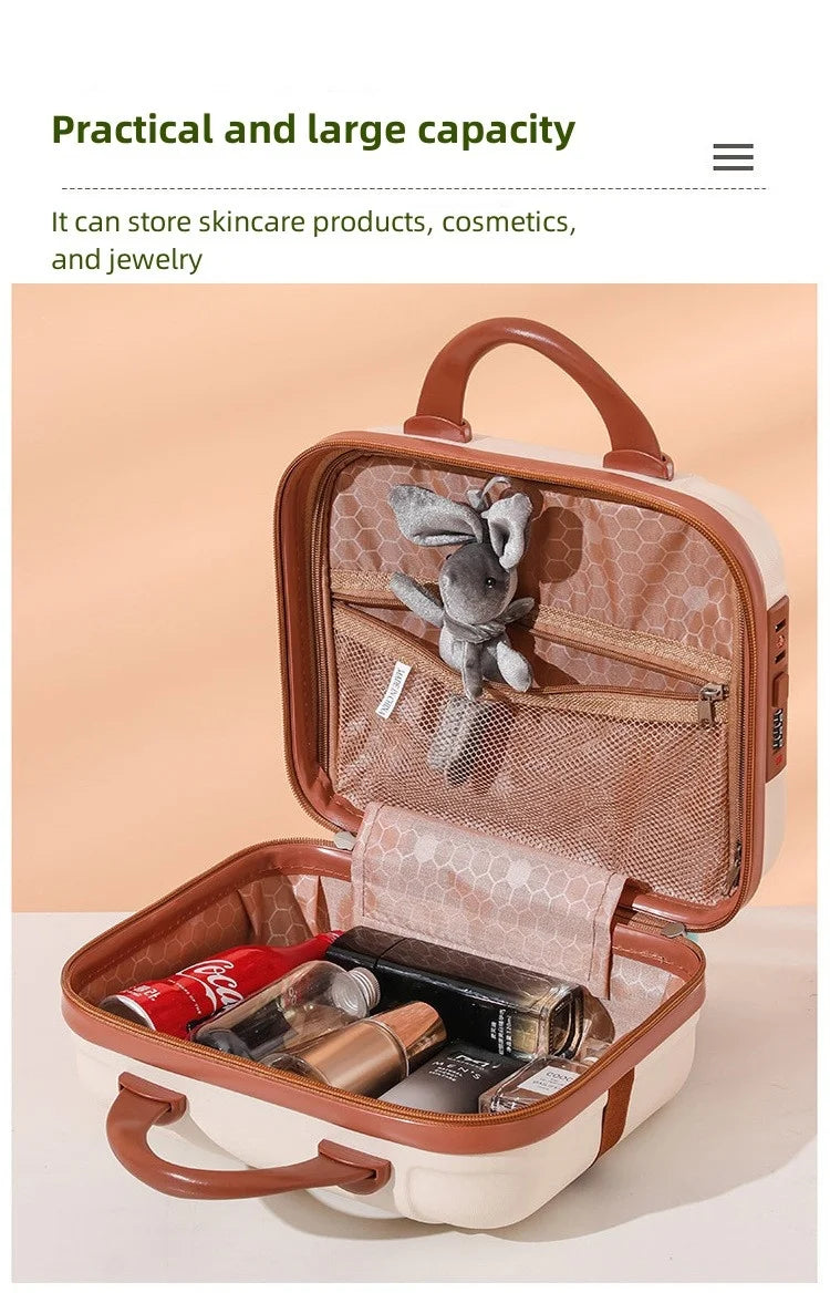 Portable Hand Suitcase With Password Lock Makeup Storage Bag Boarding Luggage Organizer Case Travel Cosmetic Box Festival Gift