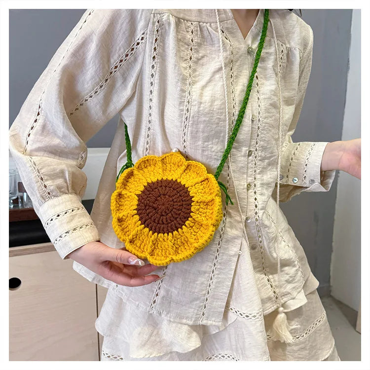 Ladies' Crossbody Bags New Handmade Woven Flower Kawaii Sweet Shoulder Bags High-quality Luxury Brand Crossbody Bags For Girl
