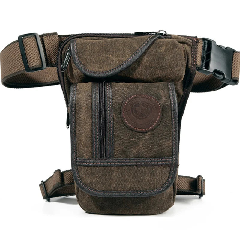 Men's Canvas Drop Leg Bag Motorcycle Multi-purpose Messenger Shoulder Bags High Quality Belt Hip Bum Waist Fanny Pack