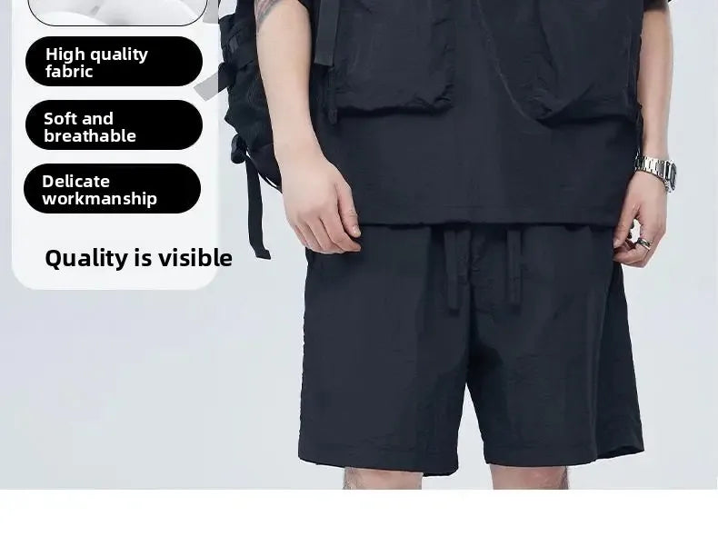 Casual Sportswear Suit for Men Solid Color Loose A Complete Set of Teenagers American Handsome Loose Versatile Two-piece Set