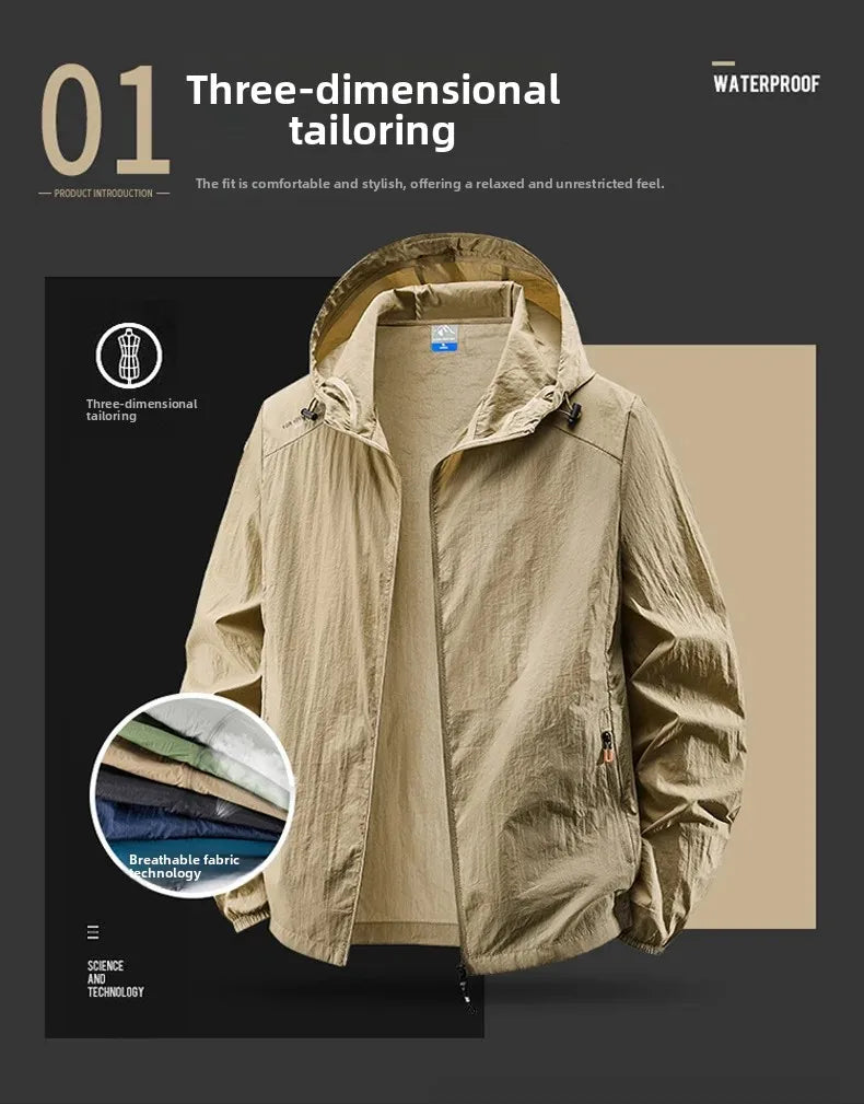 Fast Ship Summer Jackets Men Hooded Windbreaker Coats Camping Sunscreen Clothing Men Ultrathin Fishing Wearing Man Sportswear