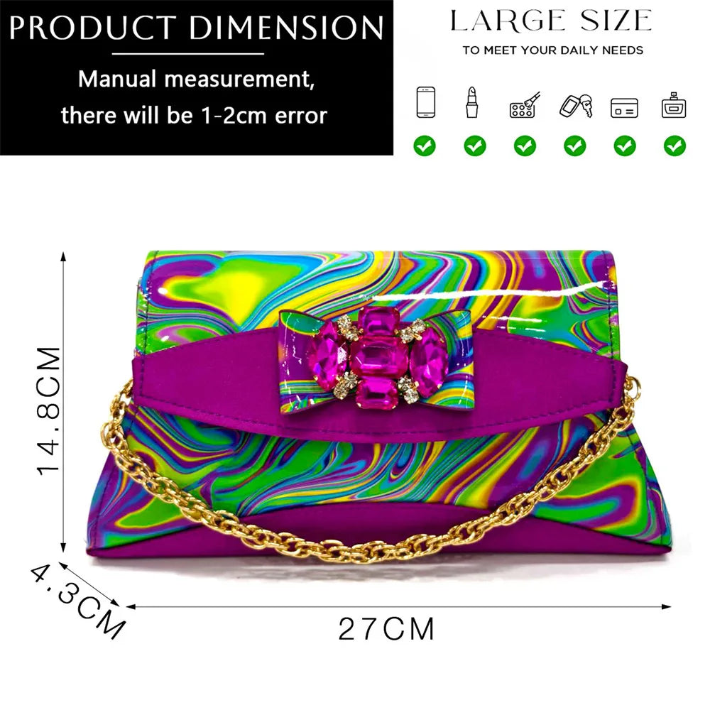 Sandals Woman Summer Ladies Shoes and Bag Decorated with Rhinestone Women Shoe and Bag Set for Party In Women Nigerian Shoe Bag