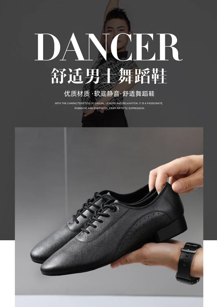 Men's white new leather Latin dance shoes Modern dance hall tango men's national standard dance shoes men's sports shoes