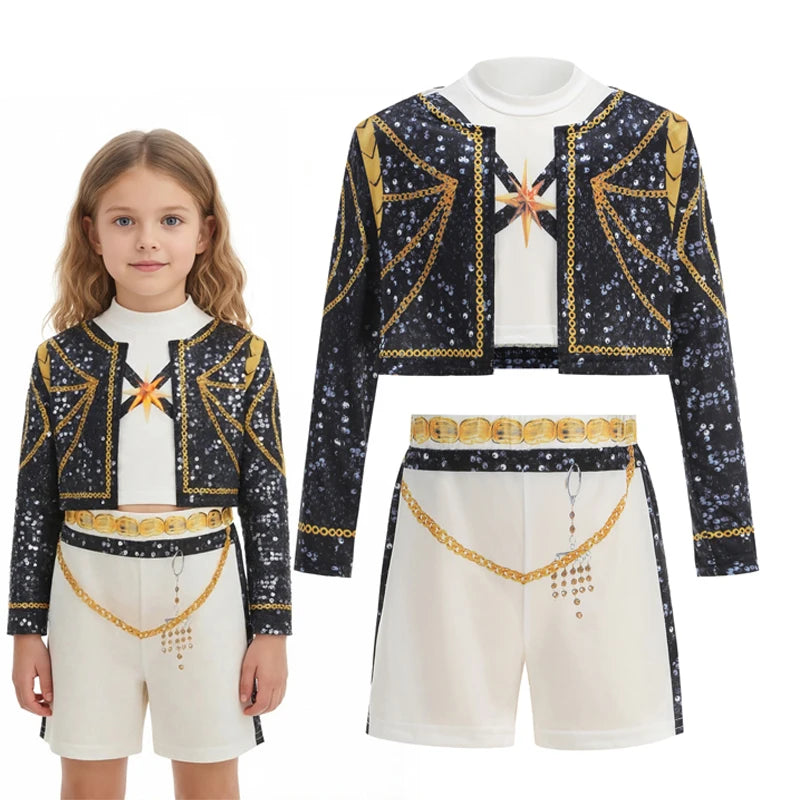 Girls 3 Piece Set Cosplay Costume Fashion Clothes Girls Stage Performance Dress Up Uniform Children Carnival Show Party Costumes