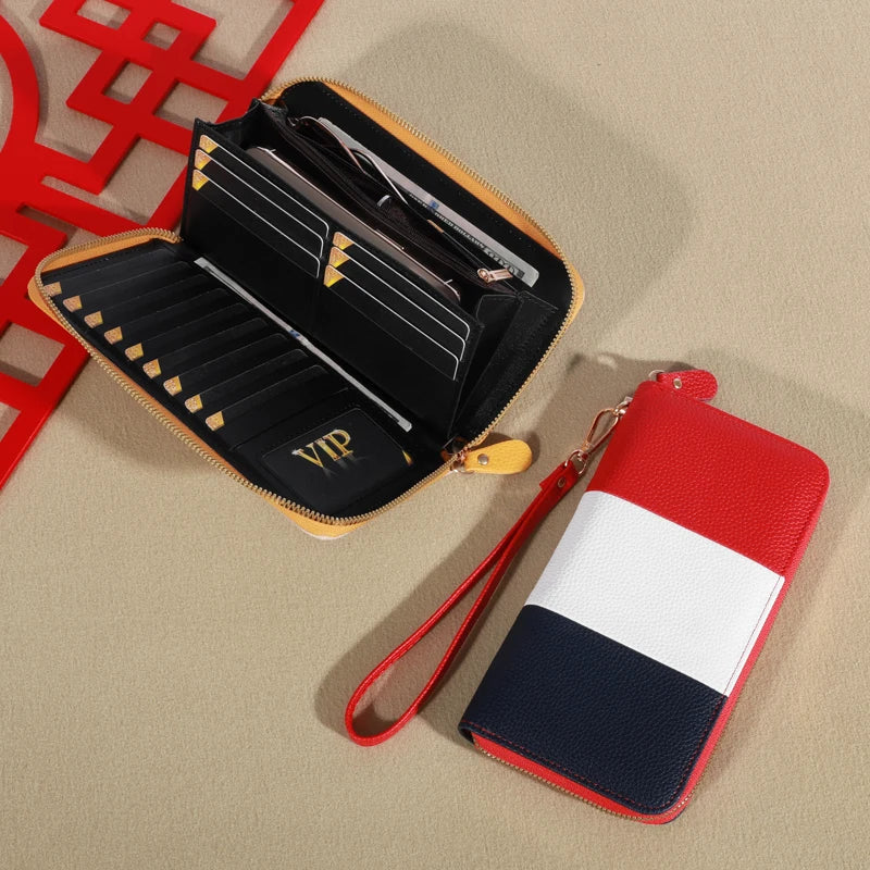 Women's Wallet RFID Blocking Multi Credit Card High Capacity Zipper Clutch Travel Bag Wrist Guard