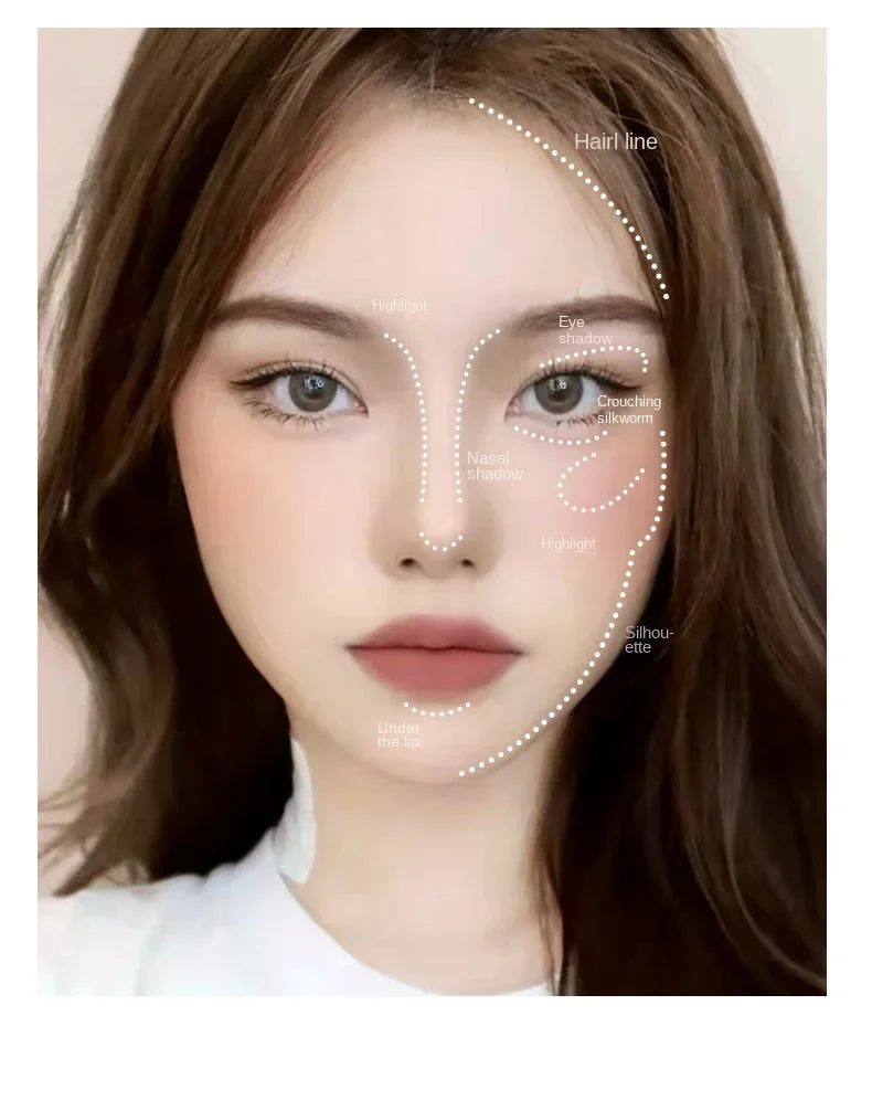 Xixi Contouring Matte Highlight Make Up Face Body Sculptor Shading Bronzer Contour Powder Palette Shadows Cosmetics Cute Makeup