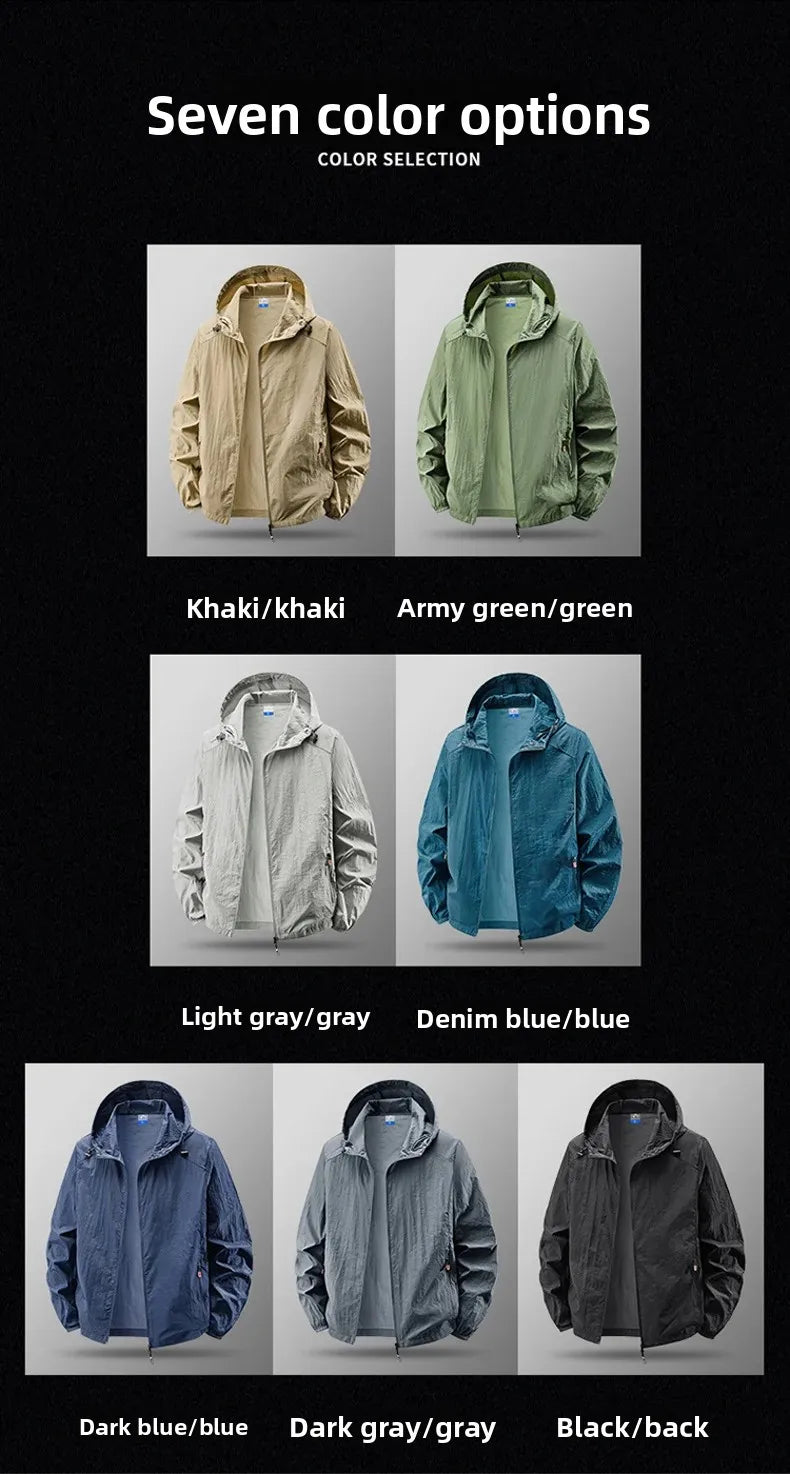 Fast Ship Summer Jackets Men Hooded Windbreaker Coats Camping Sunscreen Clothing Men Ultrathin Fishing Wearing Man Sportswear