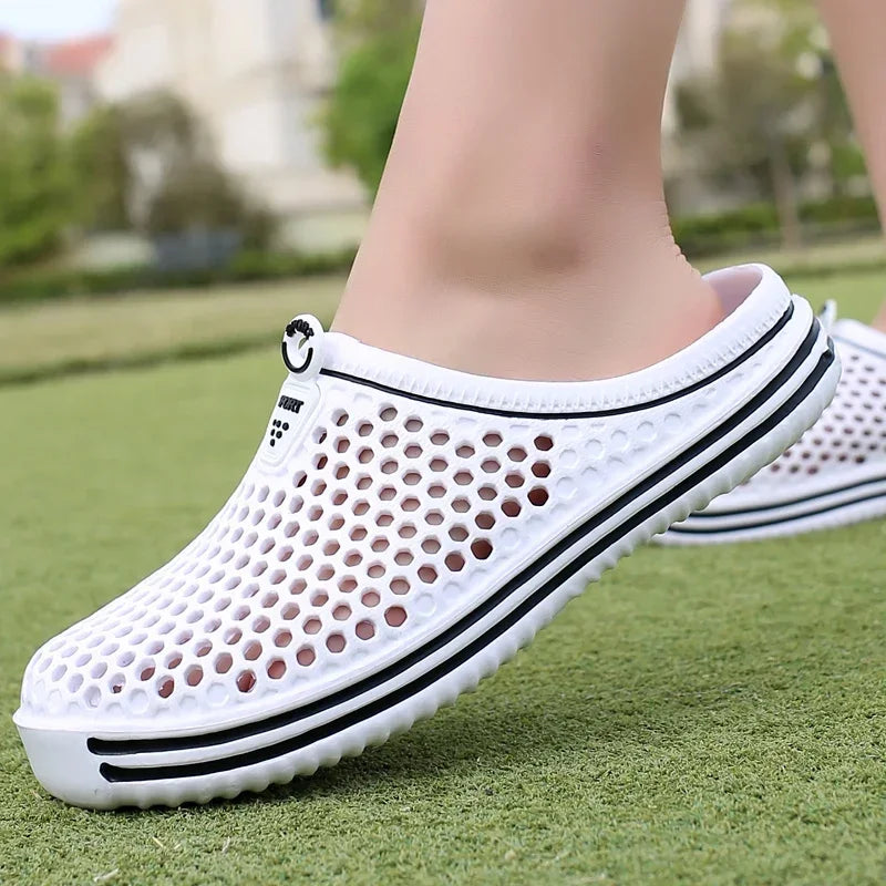 Men Shoes Beach Slippers Unisex Hollow Out Casual Women Beach Sandal Flip Flops Shoes Non-slip Size 36-45 Mens Slippers