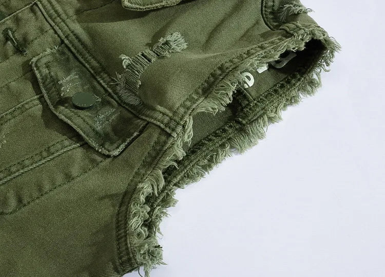 New Fashion Men Ripped Denim Vests Jackets Man Trendy Casual Sleeveless Coats Male Streetwear Personality Slim Jeans Waistcoats