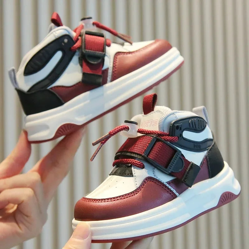 Kid Sneakers School High-top Causal Sports Shoes for Boy Non-slip Spring Autumn Children Fashion Girls Chunky Basketball Shoes