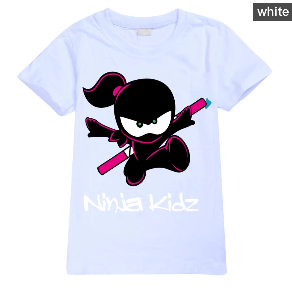 Ninja Kidz Baby Kids Summer Cotton Short-Sleeved T-shirts Children Sweatshirt Cartoon Teenager Tops Boys Girls Tees Clothing