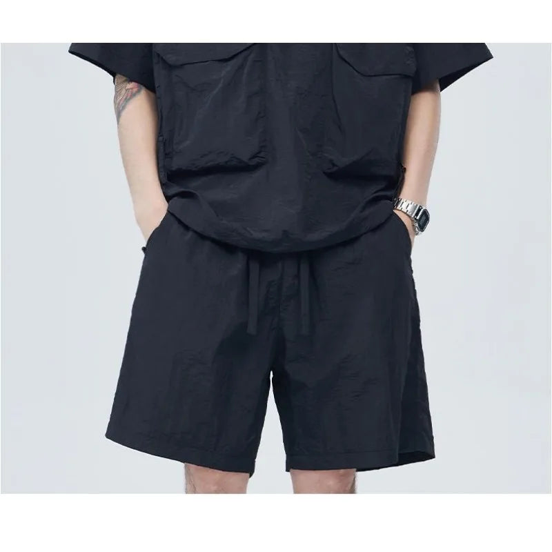 Casual Sportswear Suit for Men Solid Color Loose A Complete Set of Teenagers American Handsome Loose Versatile Two-piece Set
