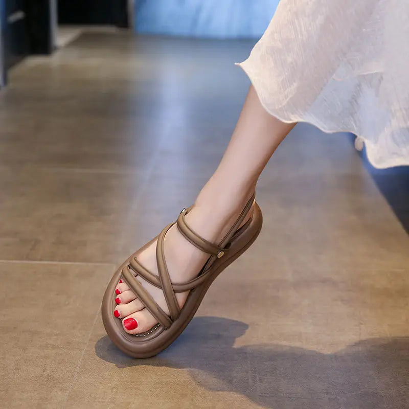 Woman Shoes Brown Sabot Platform Beach Sandals for Women Roman Style Sales Luxury Summer Sale Sandal Wholesale Shoe Asian Size