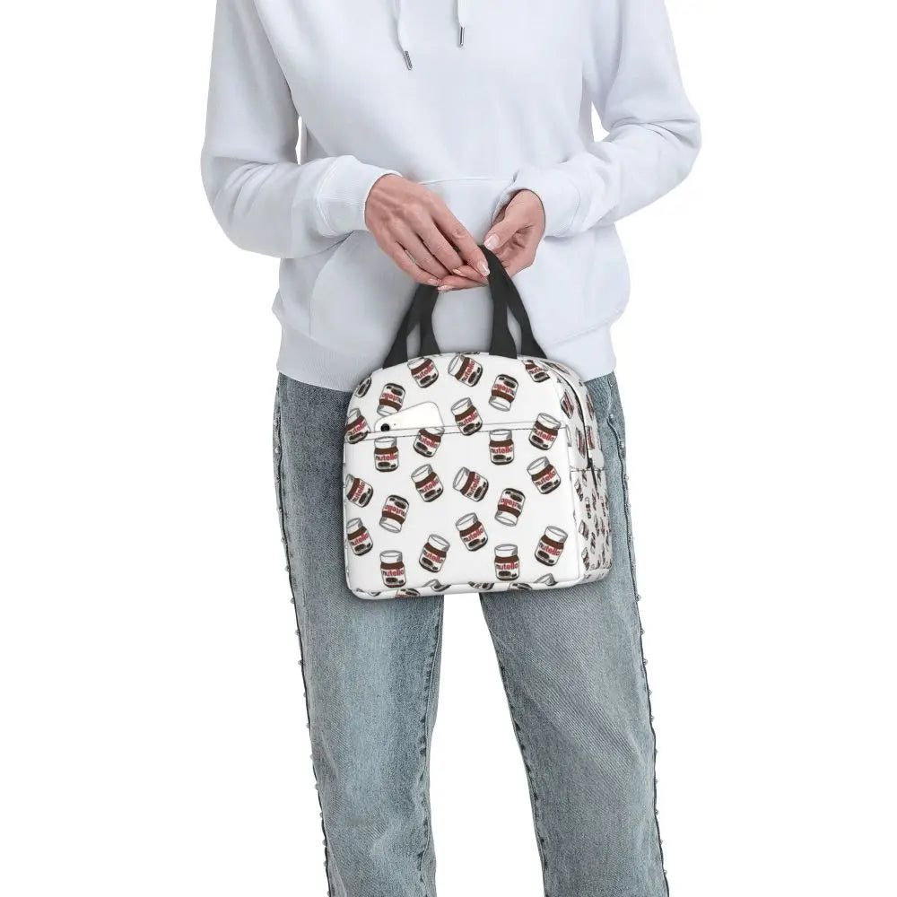 Custom Italy Nutellas Thermal Insulated Lunch Bag Women Portable Lunch Container for Outdoor Picnic Storage Food Box